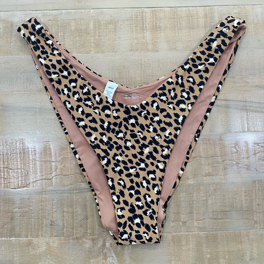 Aerie Leopard Super High Cut Cheekier Plus Coquine bikini swim bottom XL